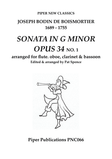 BOISMORTIER SONATA IN G MINOR OPUS 34 No. 1 FOR FLUTE, OBOE, CLARINET & BASSOON (arr. Pat Spence)