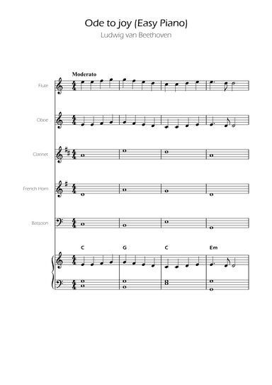 Ode To Joy - Easy Woodwind Quintet w/ piano accompaniment (arr. Ygor Nunes)