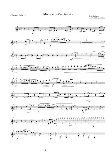 Minuet of Septet in E flat major Op. 20. Ludwig Van Beethoven. (arr. José Martínez Mulió)