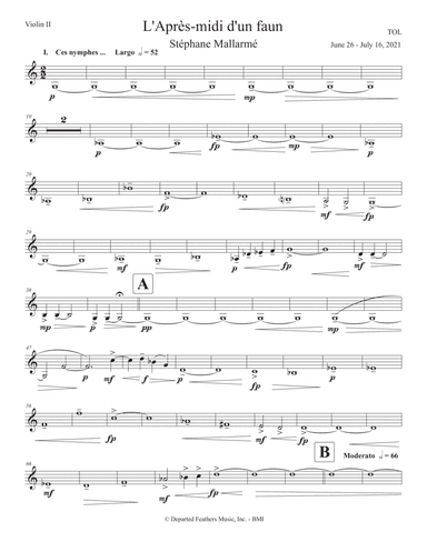 L'Après-midi d'un faun (2021) for soprano and string quartet, violin 2 part