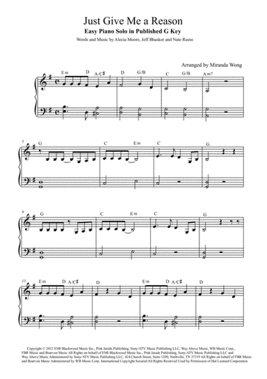 Just Give Me A Reason (arr. Miranda Wong)
