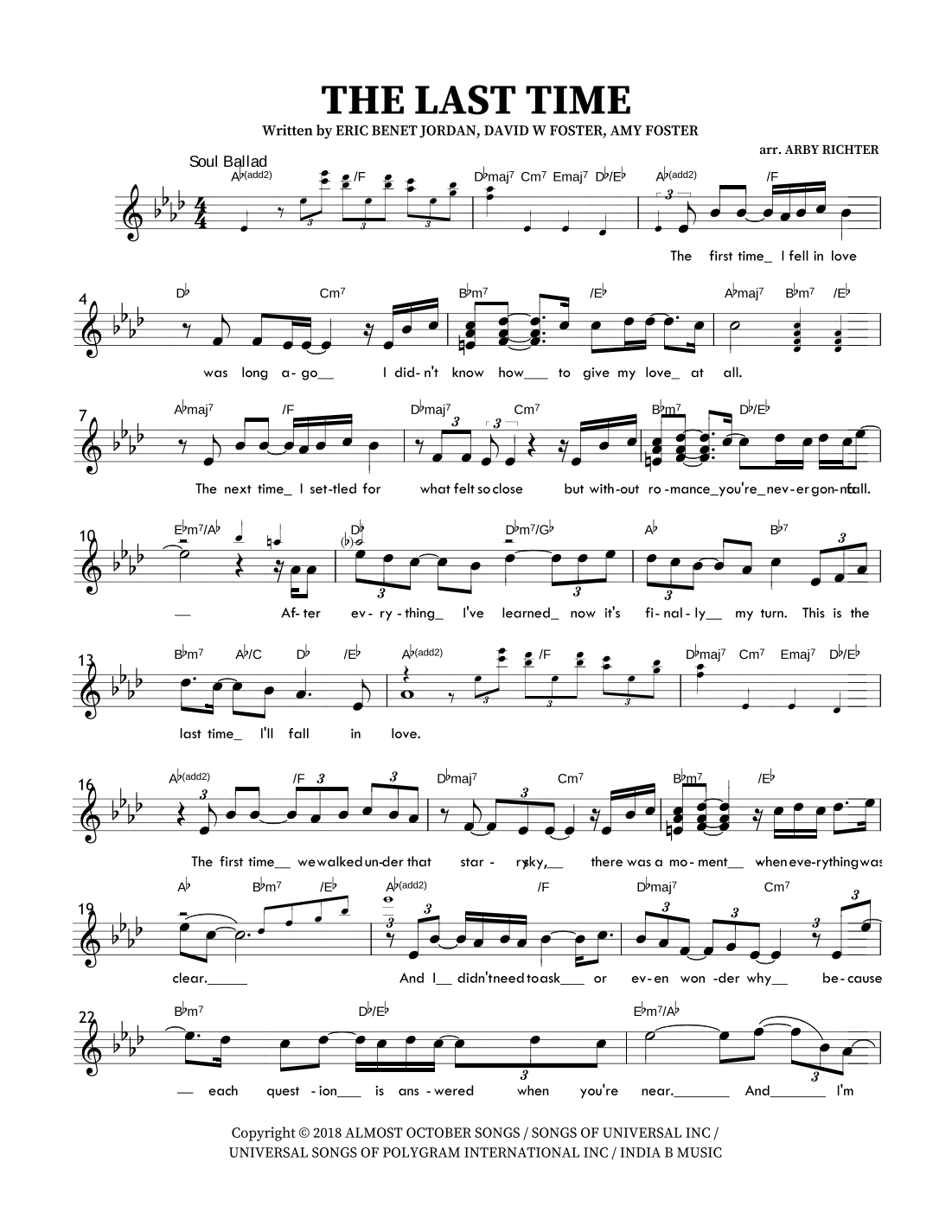 The Last Time (arr. Arby Richter)