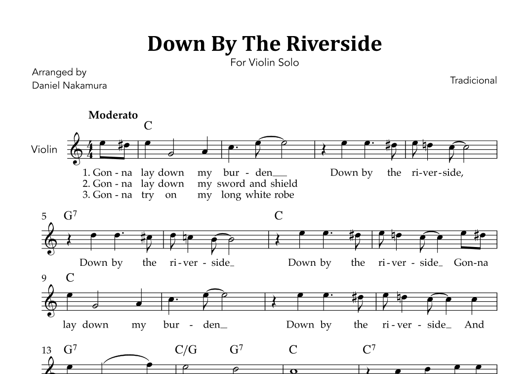 Down By The Riverside (For Violin Solo with Lyrics) (arr. Daniel Nakamura)