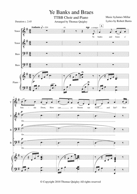 Ye Banks and Braes (arr. Thomas Quigley)