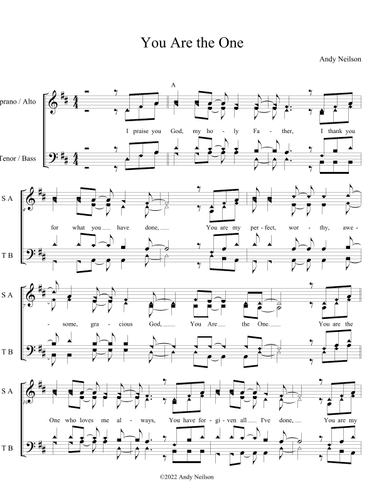 You Are the One - SATB shape notes