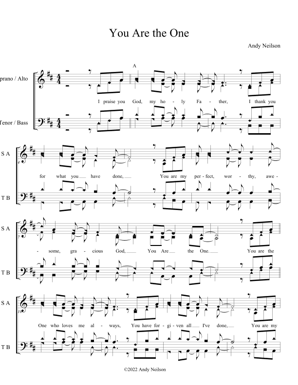 You Are the One - SATB shape notes