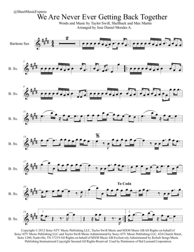 We Are Never Ever Getting Back Together (arr. Jose Daniel Morales A.)