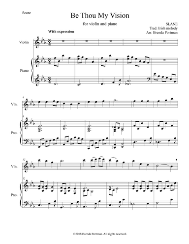 Be Thou My Vision (violin/piano), arr. Brenda Portman (arr. Brenda Portman)