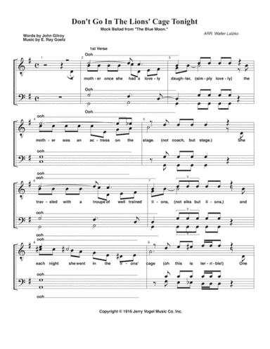 Don't Go In The Lion's Cage (arr. Walter Latzko)