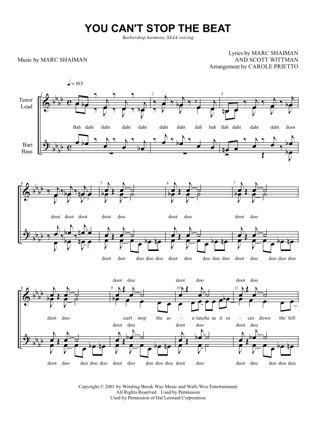 You Can't Stop The Beat (arr. CAROLE PRIETTO)