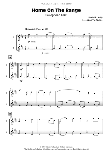 Home On The Range (arr. Gert Th. Walter)