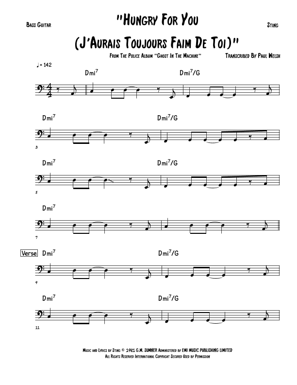 Hungry For You (j'aurais Toujours Faim De Toi) (arr. Accubass)