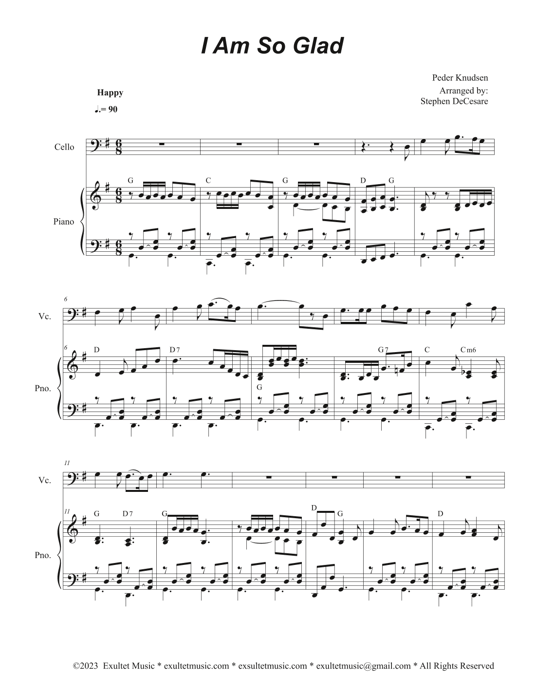 I Am So Glad (Cello solo and Piano) (arr. Stephen DeCesare)