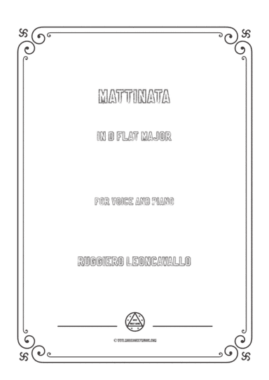 Leoncavallo-Mattinata in D flat Major,for Voice and Piano (arr. MSM)