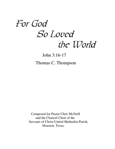 For God So Loved the World
