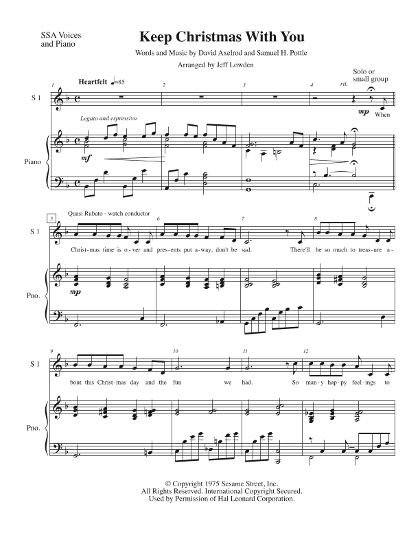 Keep Christmas With You (all Through The Year) (arr. Jeff Lowden)