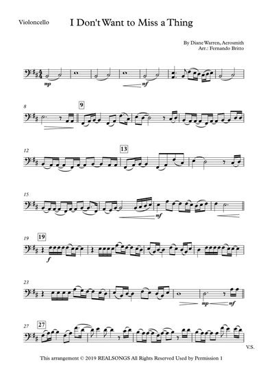I Don't Want To Miss A Thing (arr. Fernando Britto)