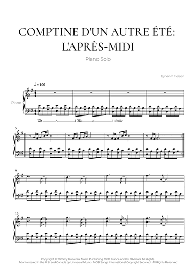 Comptine D'un Autre Été: L'après-midi (arr. Pedro Merendi)