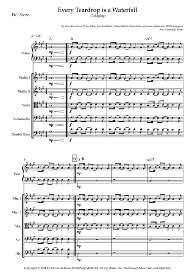 Every Teardrop Is A Waterfall (arr. Fernando Britto)