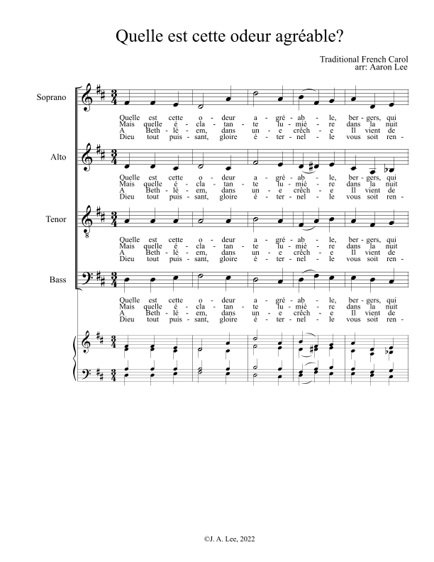 Quelle est cette odeur agréable? (For SATB choir, a cappella) (arr. Aaron Lee)