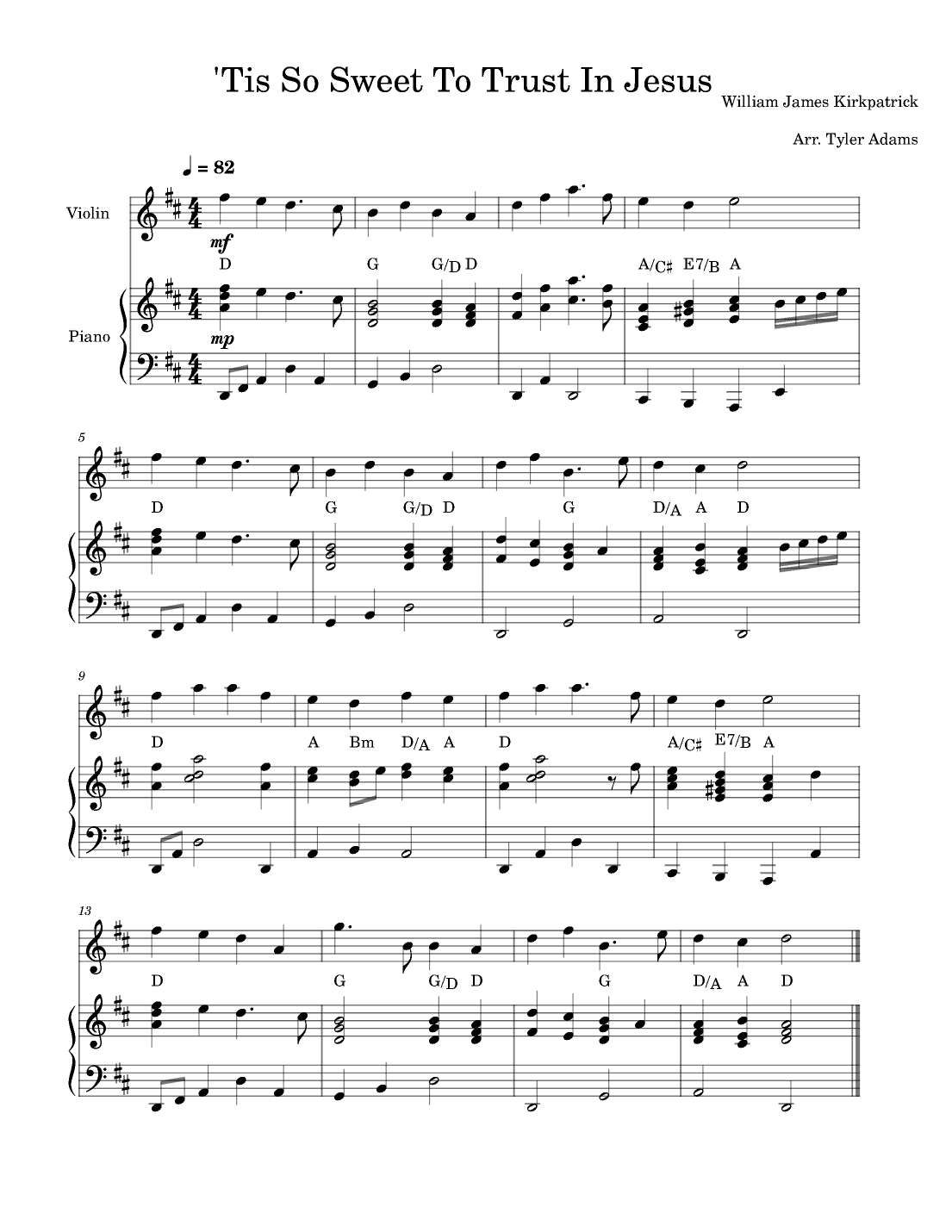 'Tis So Sweet To Trust In Jesus (arr. Tyler Adams)