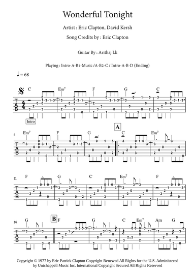 Wonderful Tonight (arr. Arithaj Lk)
