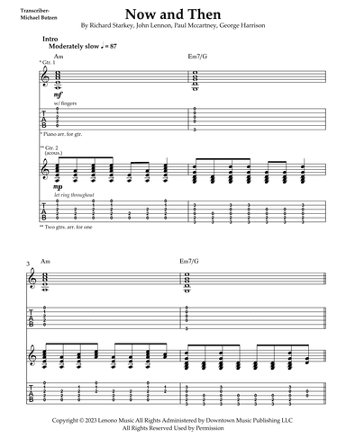 Now And Then (arr. Transcriber- Michael Butzen)