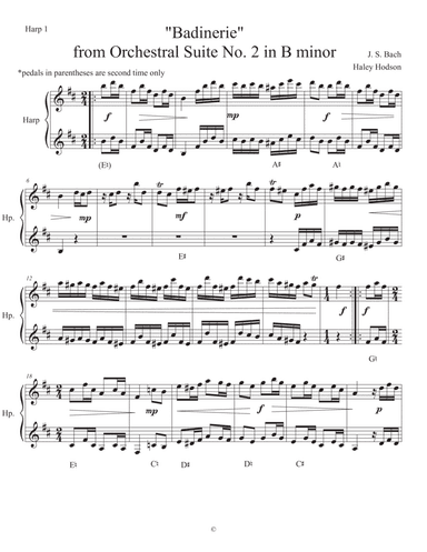 Badinerie by J.S. Bach for 3 Harps (arr. Haley Hodson)