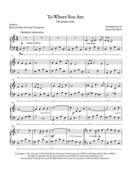 To Where You Are (arr. James Bradfield)