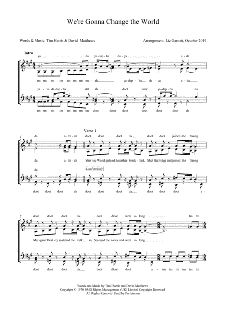 We're Gonna Change The World (arr. Liz Garnett)