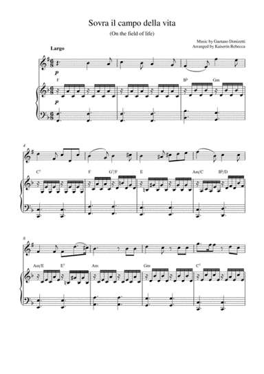 Sovra il campo della vita (On the field of life) (soprano saxophone solo and piano accompaniment) (arr. Kaiserin Rebecca)