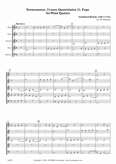 Turmsonaten. 24 neue Quatrizinien 22. Fuga for Wind Qunitet (arr. Mikio Kamada)