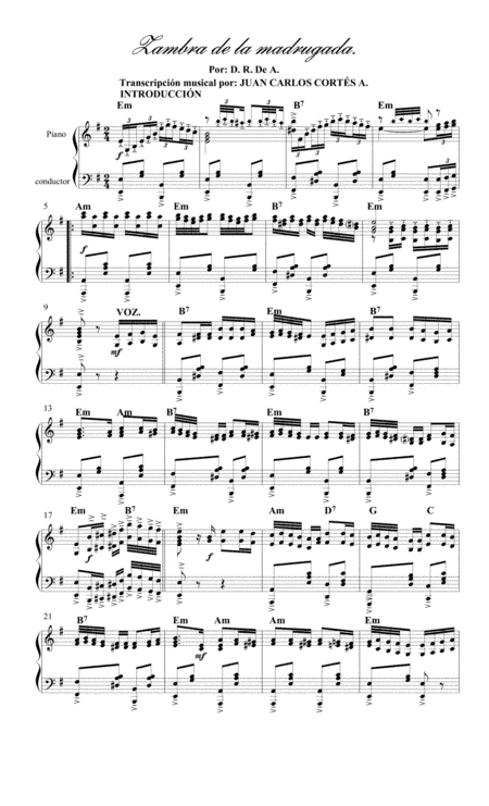 Zambra de la madrugada. Canción popular granadina (No registra autor) (arr. Juan Carlos Cortés A.)