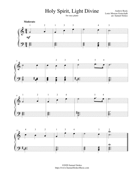 Holy Spirit, Light Divine - for easy piano (arr. Samuel Stokes)