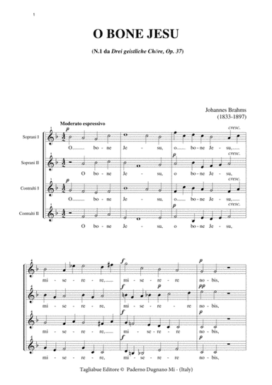 O BONE JESU - J. Brahms - For SSAA Choir (arr. Renato Tagliabue)