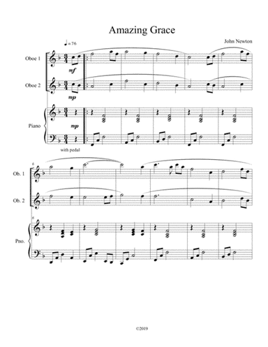 Amazing Grace (oboe duet with piano accompaniment) (arr. B C Dockery)