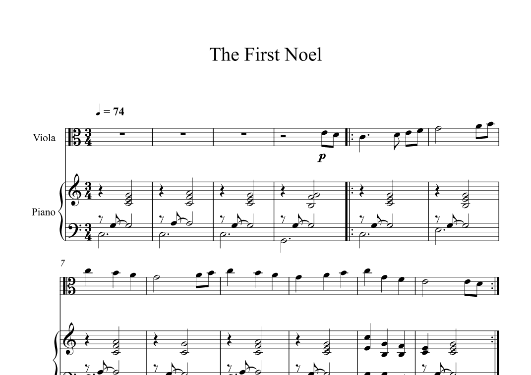 The First Noel (Viola + Piano) (arr. Digital Book Music)