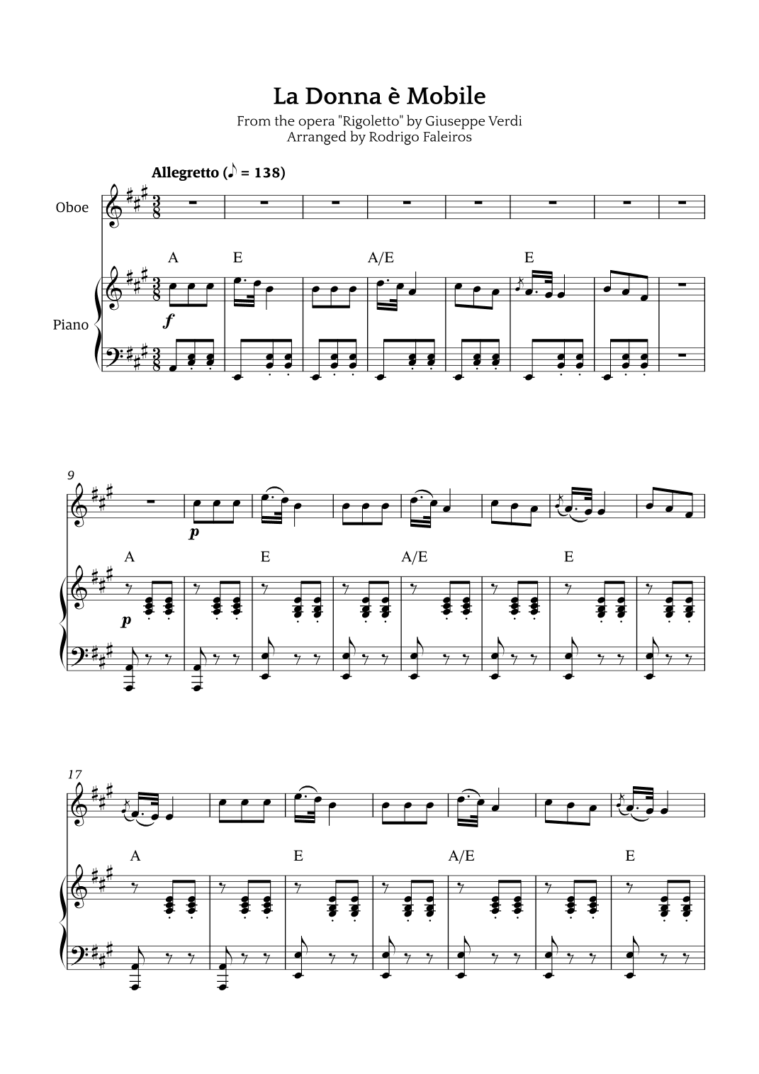 La Donna è Mobile (arr. Rodrigo Faleiros)