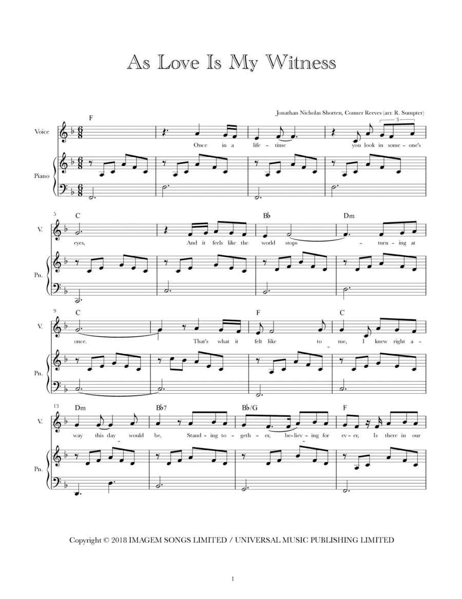 As Love Is My Witness (arr. Rudy Sumpter)