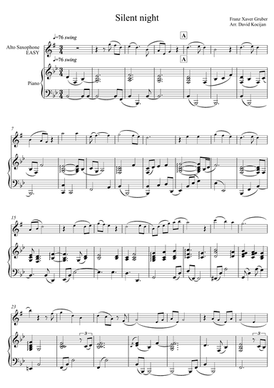 Silent night - EASY (alto sax & piano) (arr. David Kocijan)