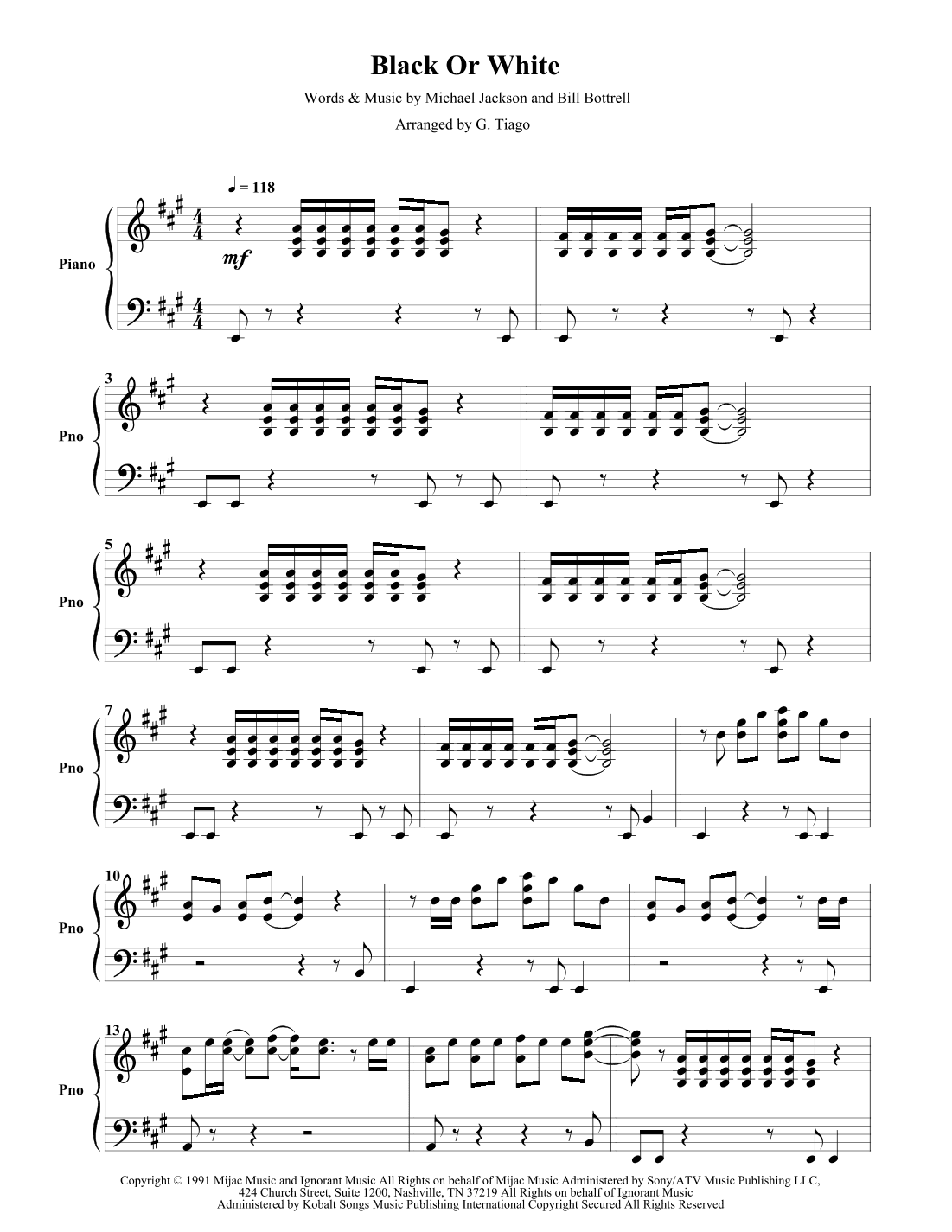 Black Or White (rap Version) (arr. G. Tiago)