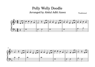 Polly Wolly Doodle Piano Easy Beginner (arr. Abdul Adhl Azeez)