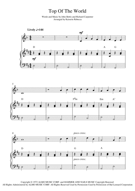 Top Of The World (arr. Kaiserin Rebecca)
