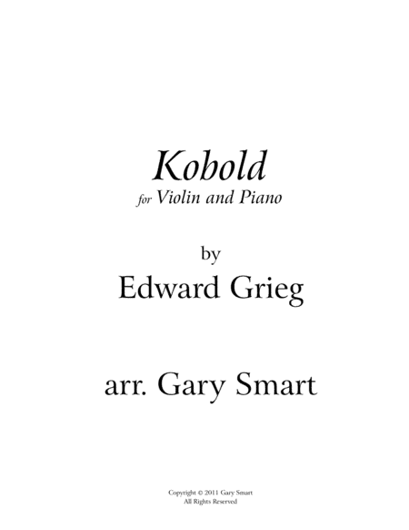 "Kobold" for violin and piano (Greig) SCORE (arr. Gary Smart)