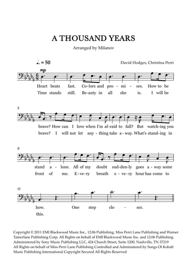 A Thousand Years (arr. Milanov)