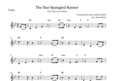 The Star Spangled Banner (USA National Anthem) for Violin Solo with Chords (B Major) (arr. Fabio Britto)