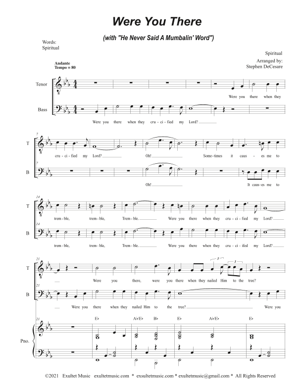 Were You There (with "He Never Said A Mumbalin' Word") (Duet for Tenor and Bass solo) (arr. Stephen DeCesare)