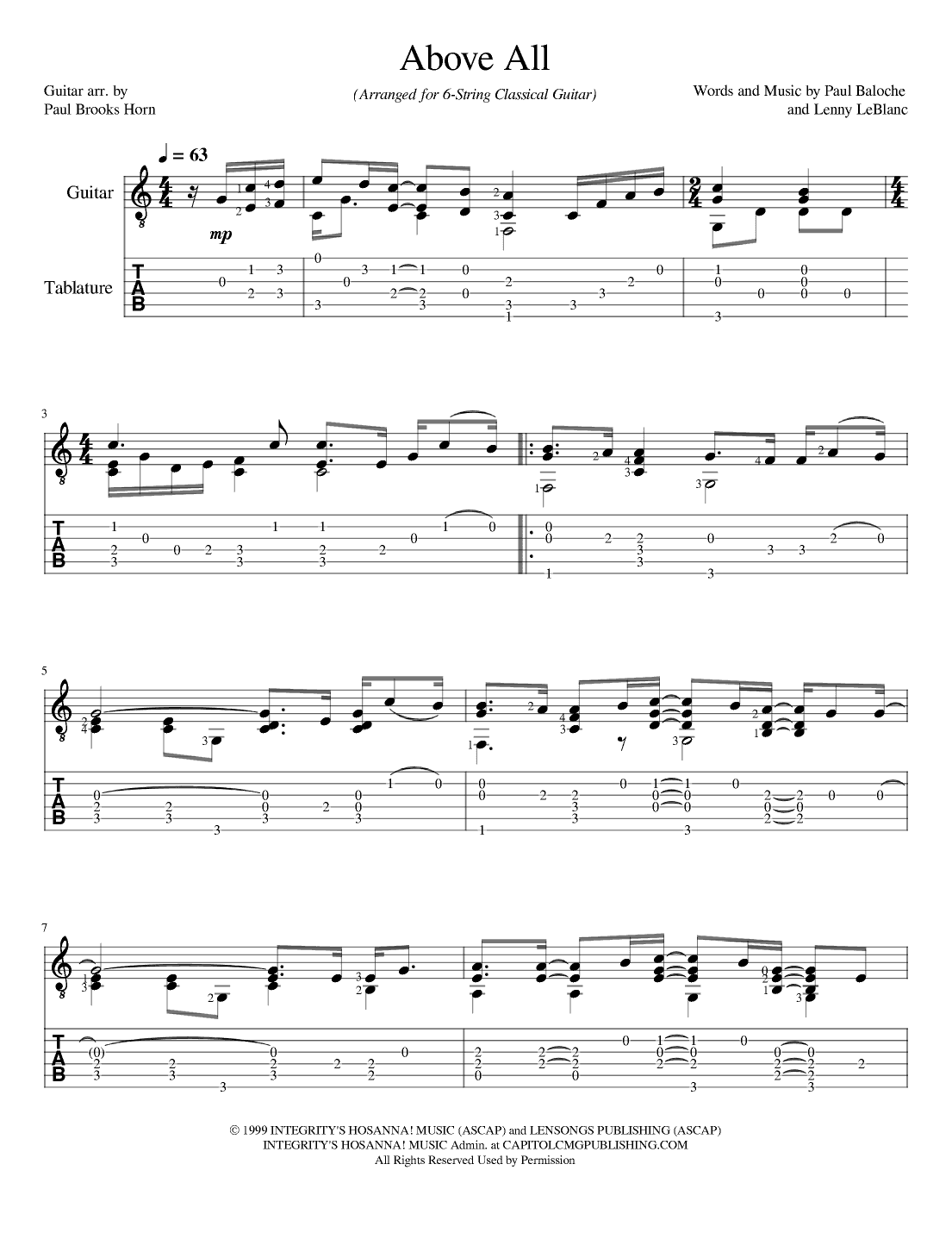 Above All (arr. Paul Brooks Horn)