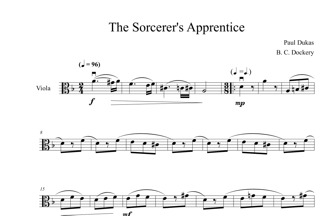 The Sorcerer's Apprentice (Viola Solo) (arr. B. C. Dockery)