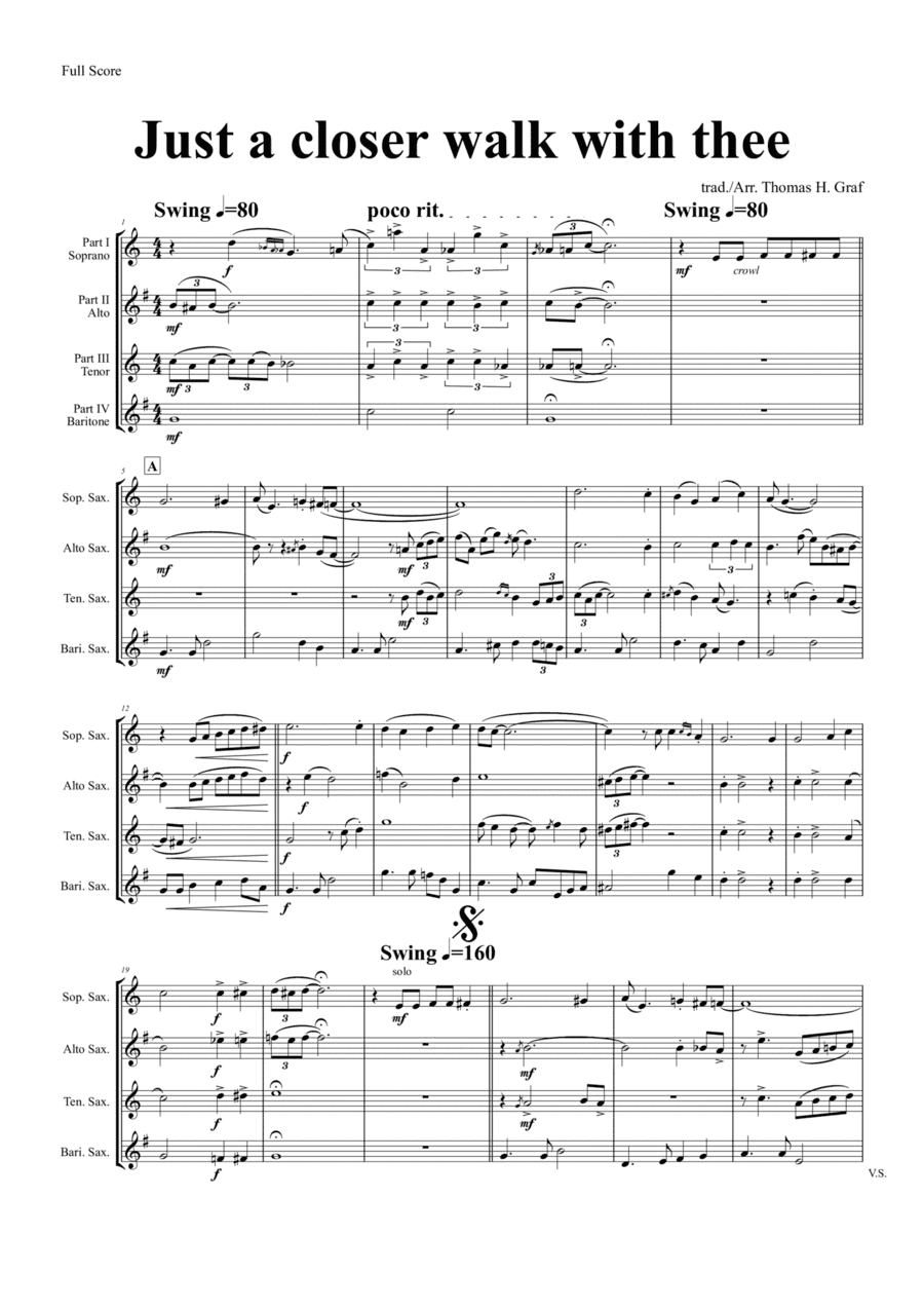 Just A Closer Walk With Thee - New Orleans Funeral - Saxophone Quartet (arr. Thomas Graf)